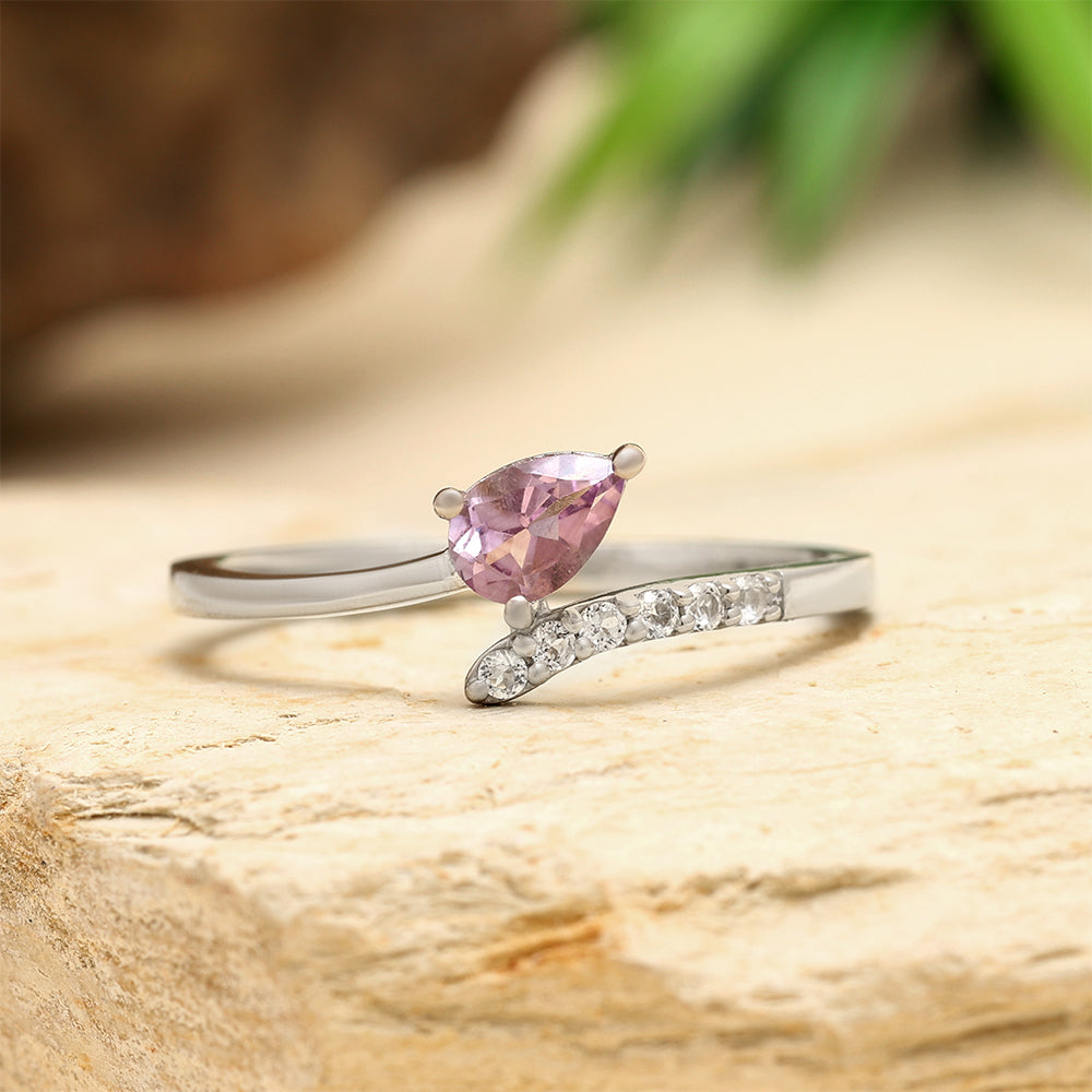 Silberring mit brasilianischem Amethyst und weißem Topas 2 