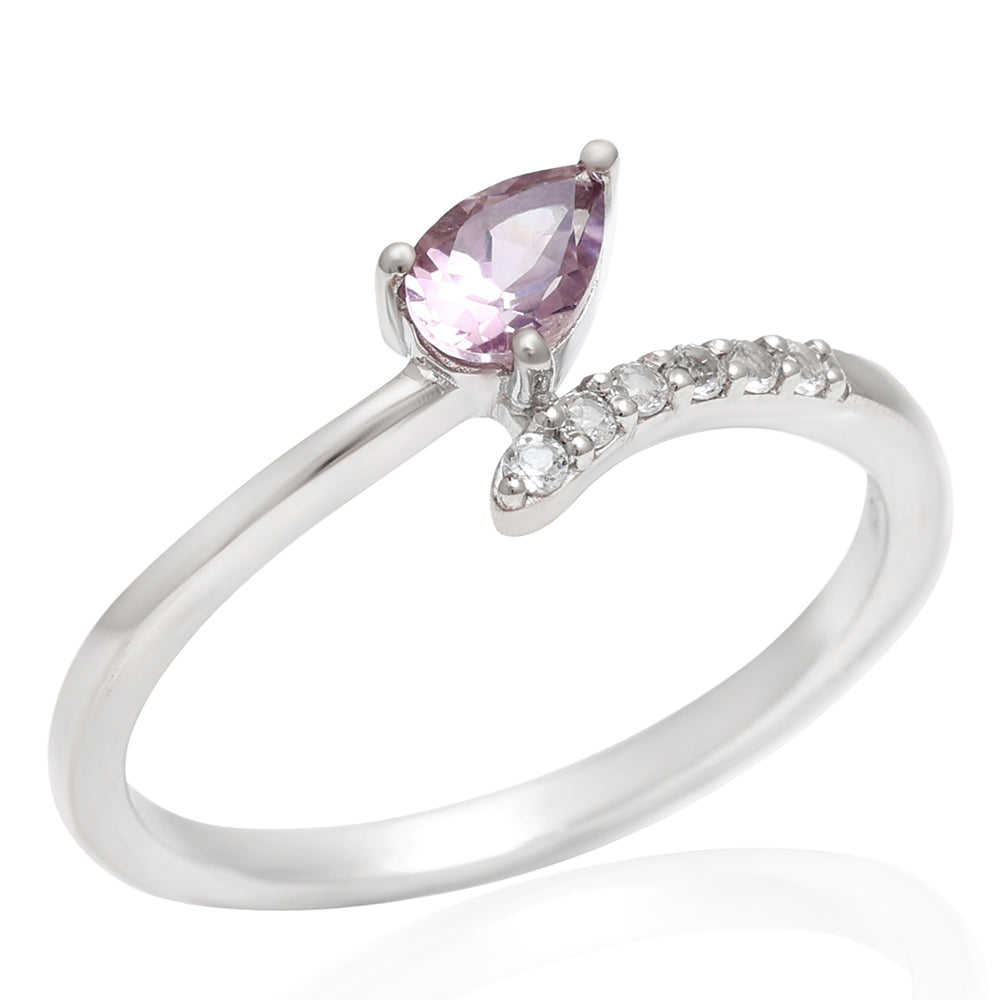 Silberring mit brasilianischem Amethyst und weißem Topas 6 