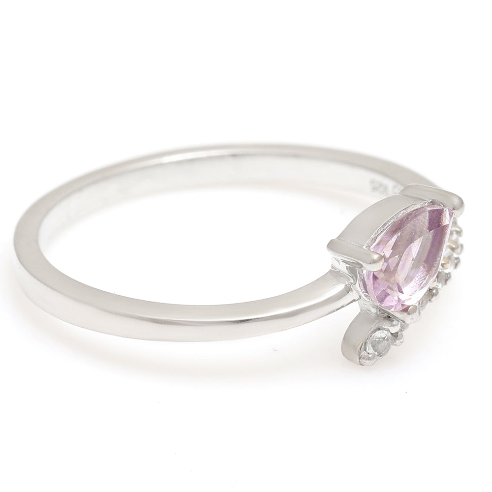 Silberring mit brasilianischem Amethyst und weißem Topas 7 