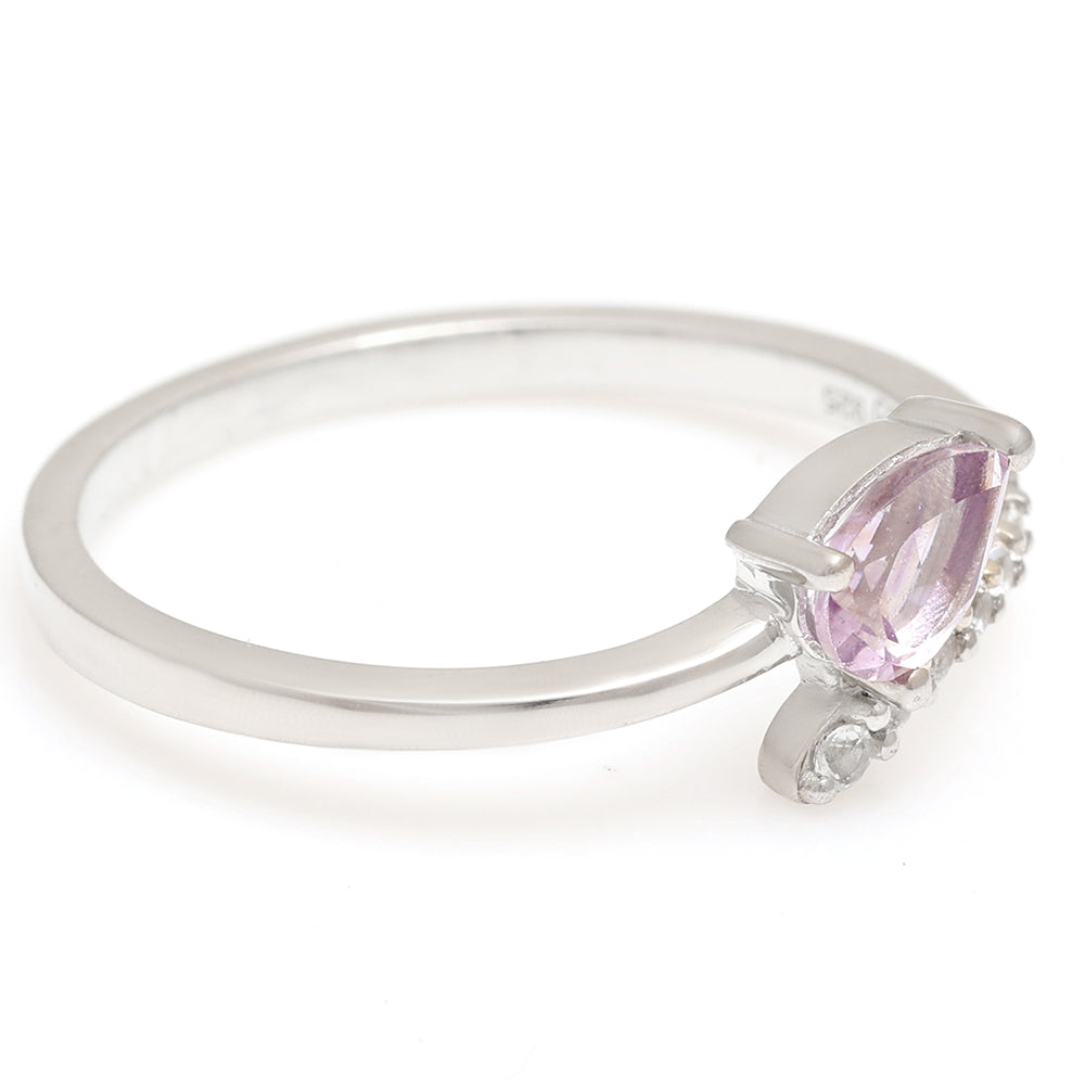 Silberring mit brasilianischem Amethyst und weißem Topas 3 