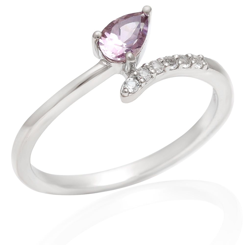 Silberring mit brasilianischem Amethyst und weißem Topas 4 