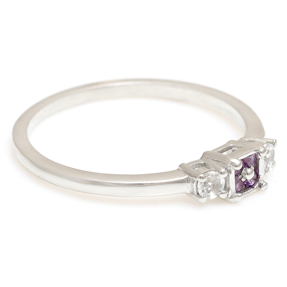 Silberring mit brasilianischem Amethyst und weißem Topas