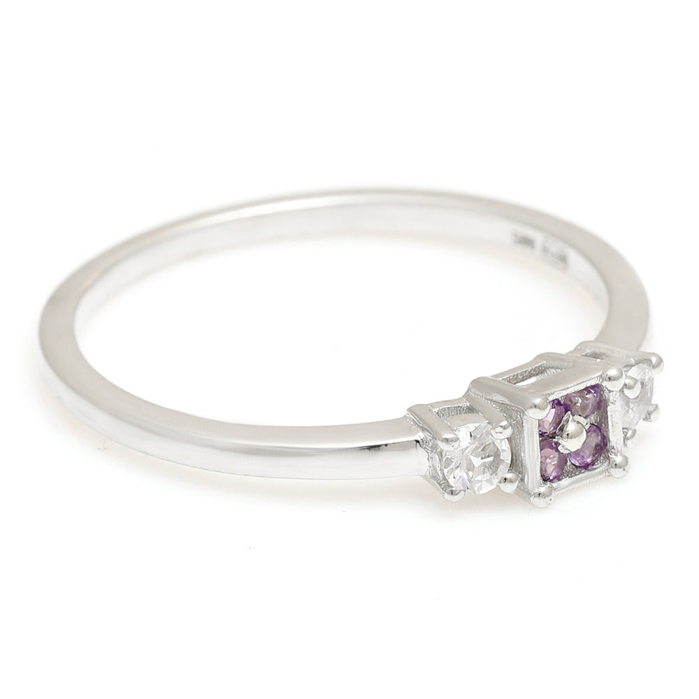 Silberring mit brasilianischem Amethyst und weißem Topas 11 