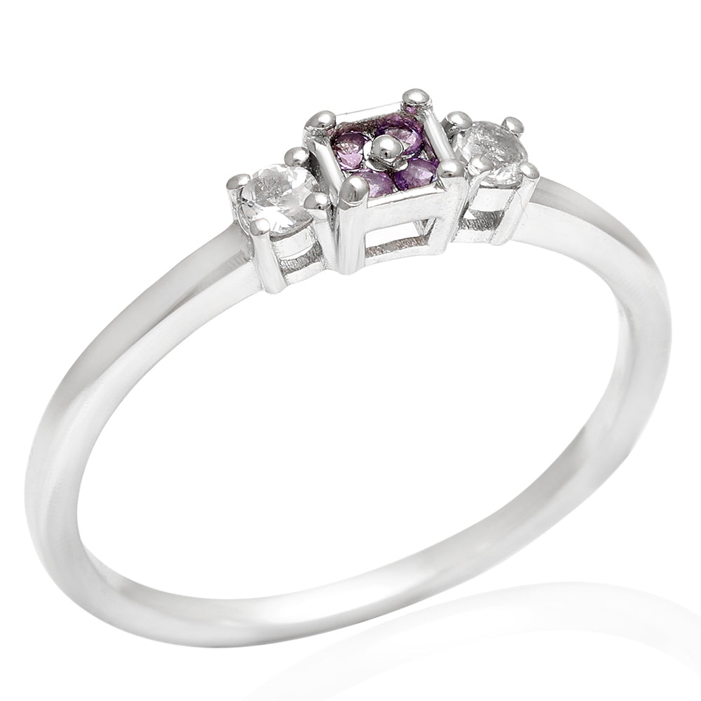 Silberring mit brasilianischem Amethyst und weißem Topas 12 