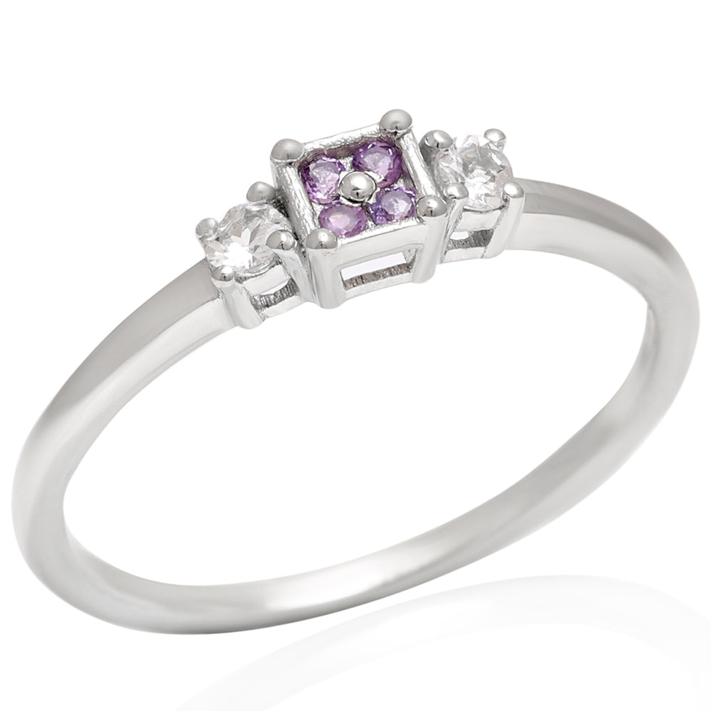 Silberring mit brasilianischem Amethyst und weißem Topas 13 