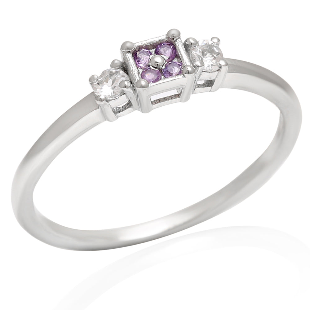 Silberring mit brasilianischem Amethyst und weißem Topas 3 