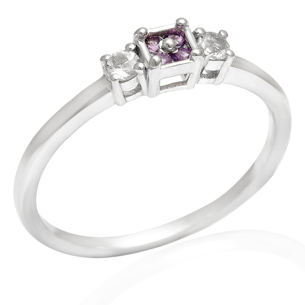 Silberring mit brasilianischem Amethyst und weißem Topas 4 