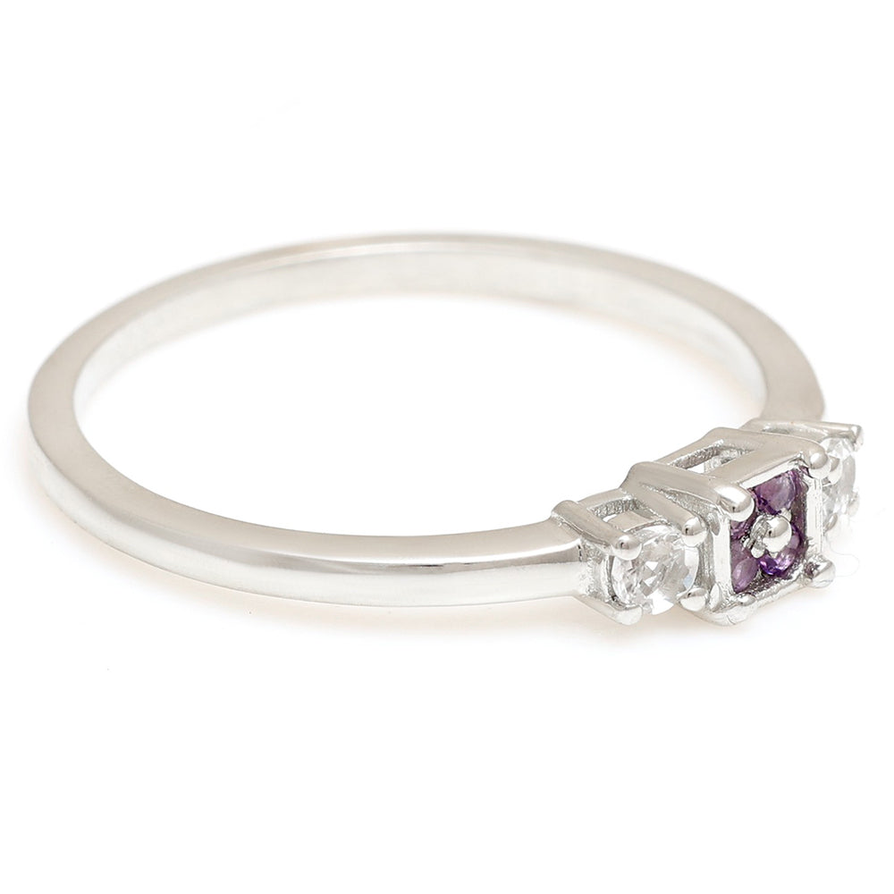 Silberring mit brasilianischem Amethyst und weißem Topas 5 