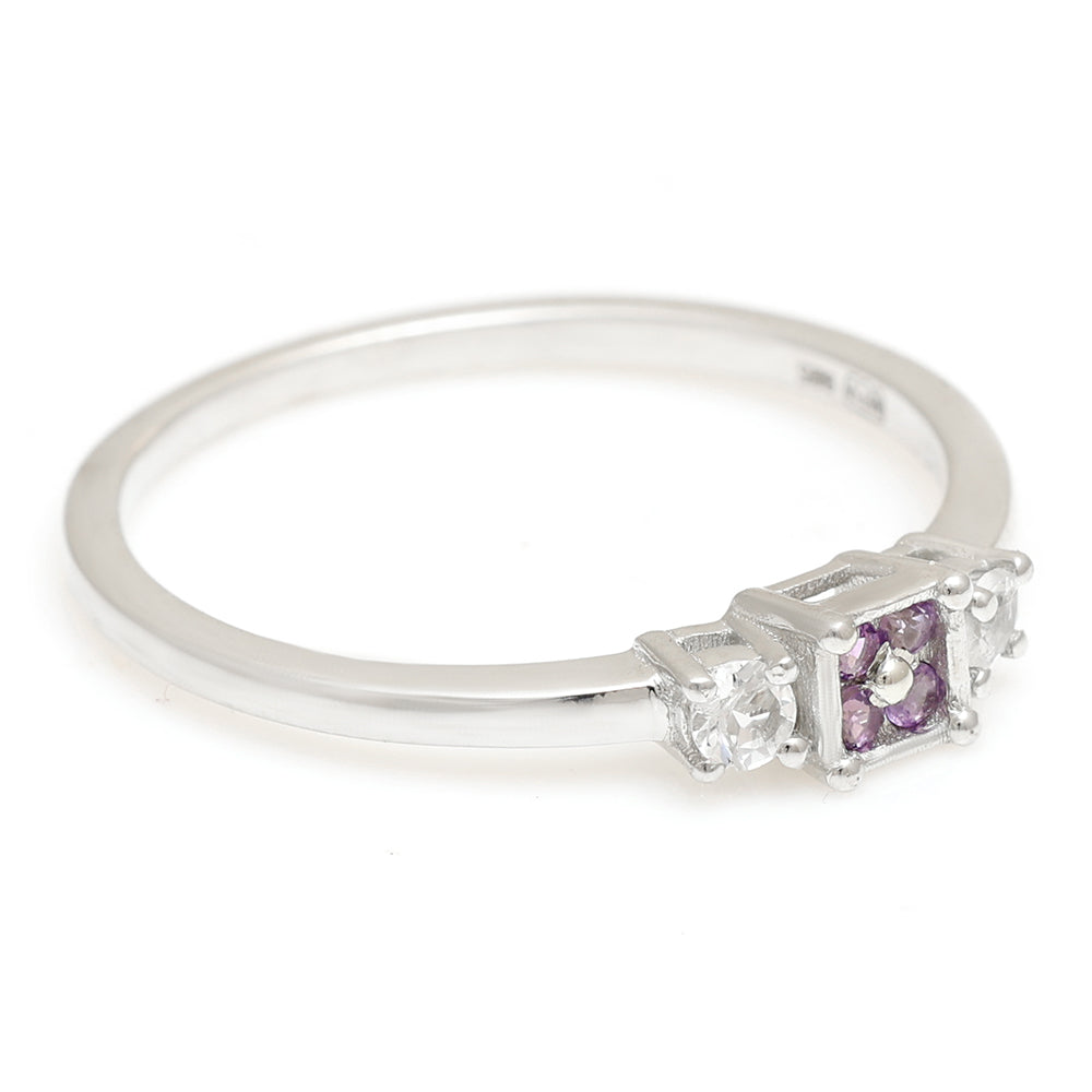 Silberring mit brasilianischem Amethyst und weißem Topas 6 