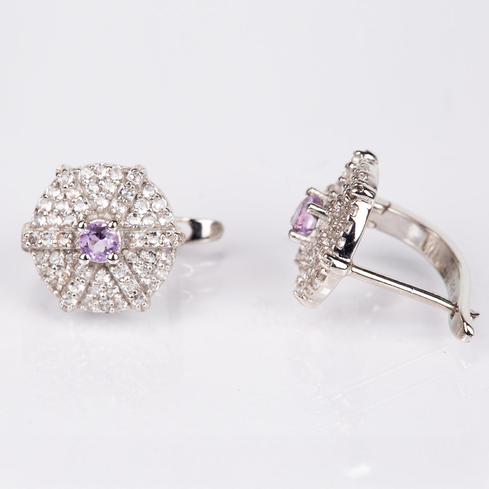 Silberohrringe mit weißem Topas und brasilianischem Amethyst 4 