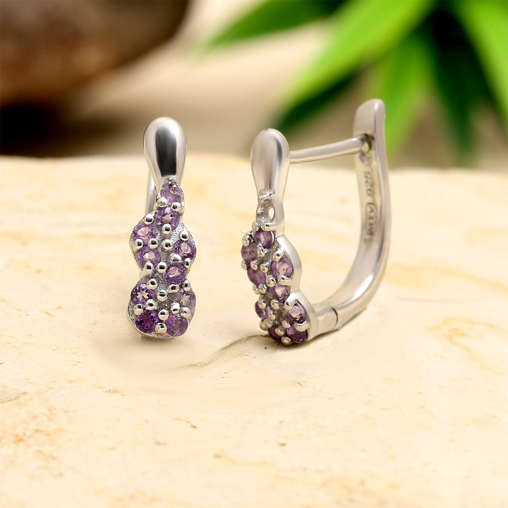 Silberohrringe mit brasilianischem Amethyst 1 