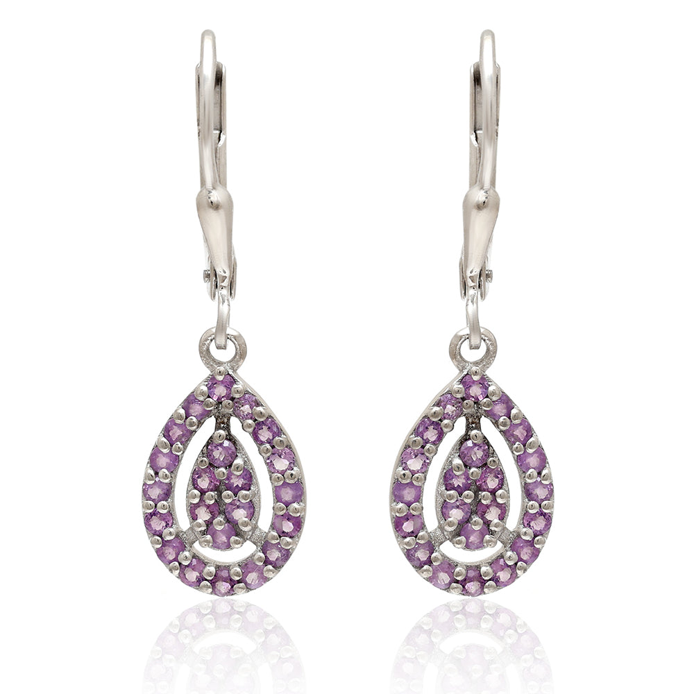 Silberohrringe mit brasilianischem Amethyst