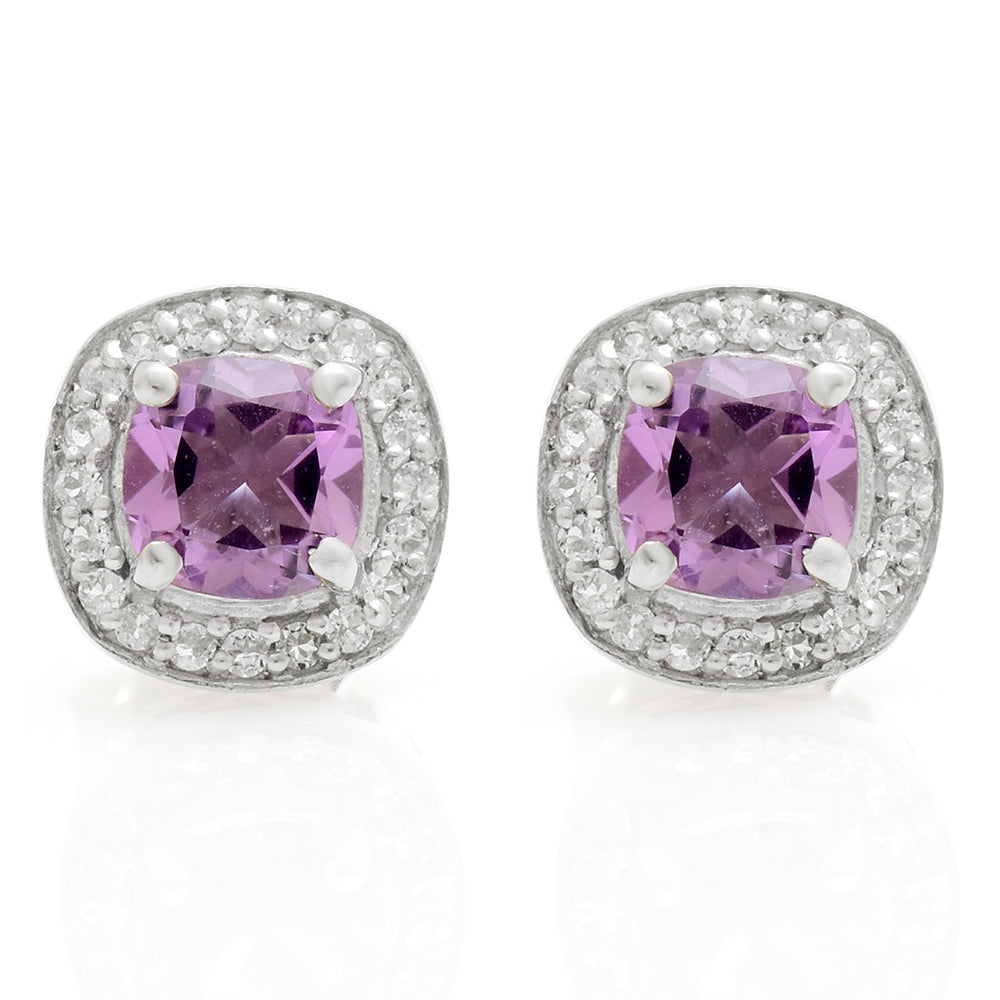 Silberohrringe mit brasilianischem Amethyst und weißem Topas 1 