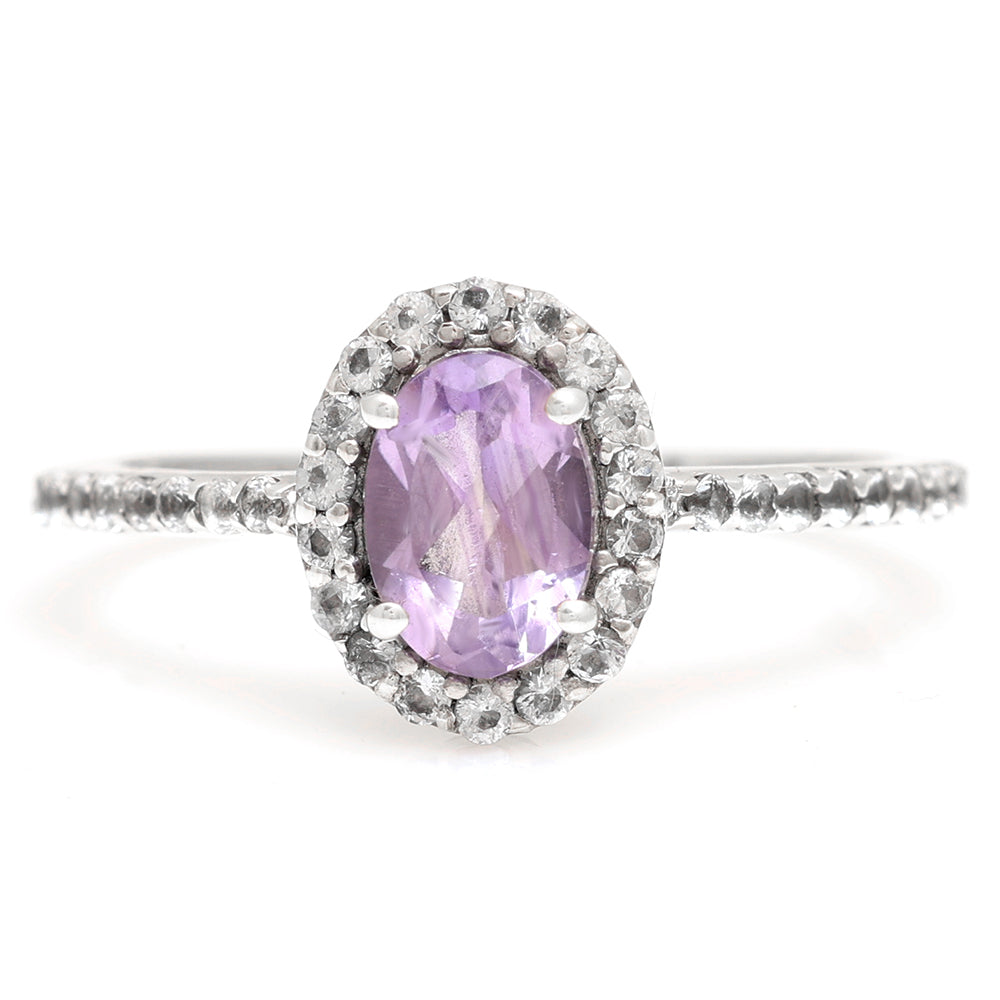 Silberring mit brasilianischem Amethyst und weißem Topas 4 