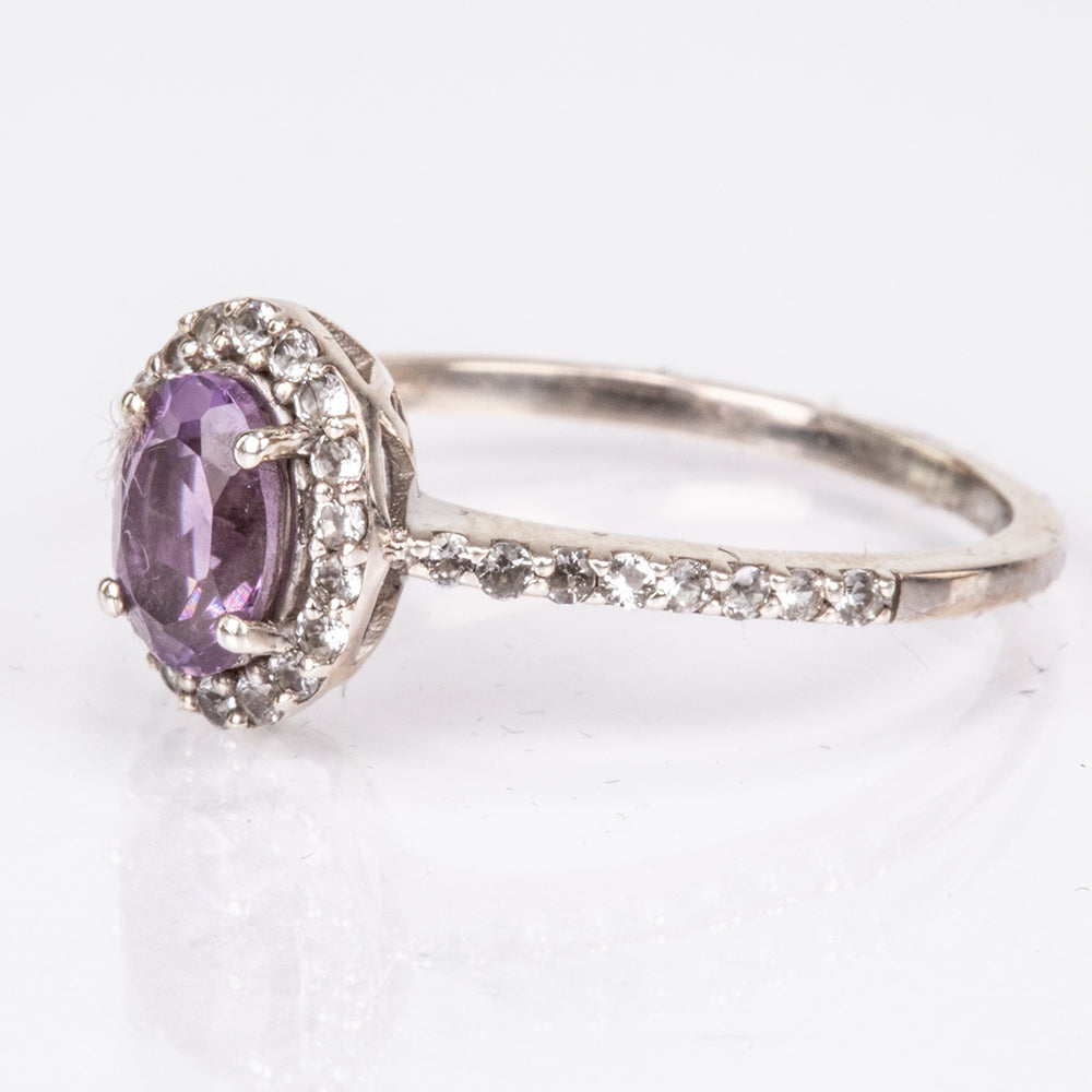 Silberring mit brasilianischem Amethyst und weißem Topas 6 
