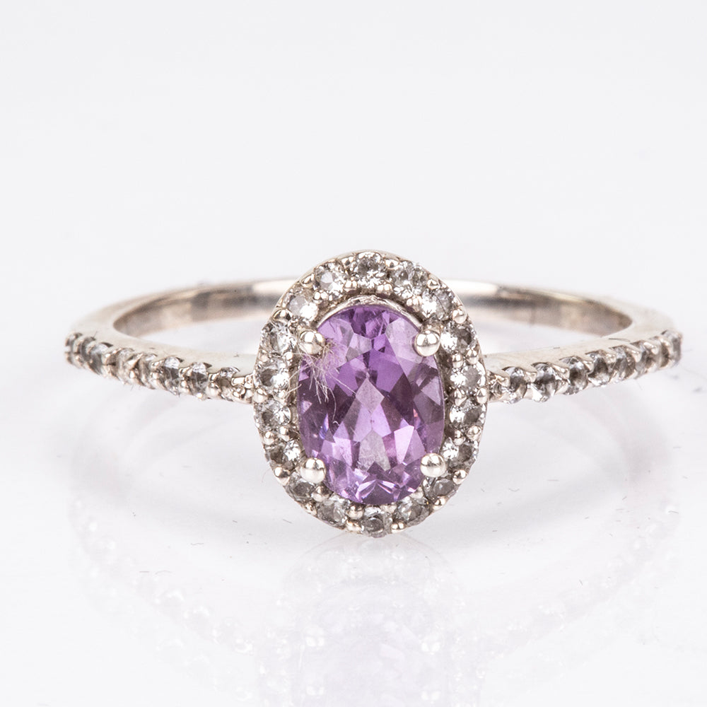 Silberring mit brasilianischem Amethyst und weißem Topas 7 