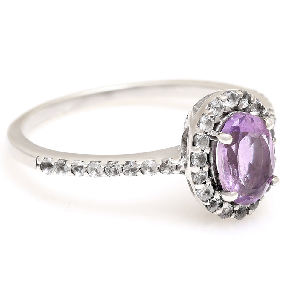 Silberring mit brasilianischem Amethyst und weißem Topas 3 