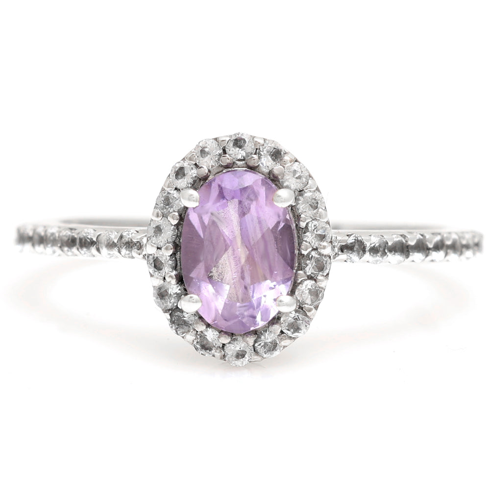 Silberring mit brasilianischem Amethyst und weißem Topas