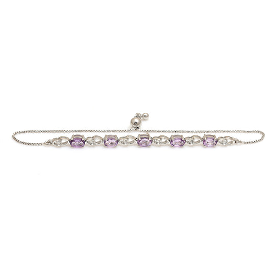 Silberarmband mit weißem Topas und brasilianischem Amethyst