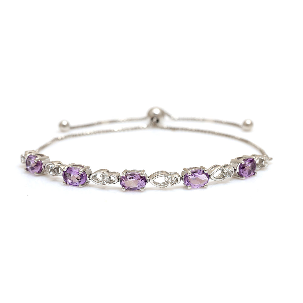 Silberarmband mit weißem Topas und brasilianischem Amethyst