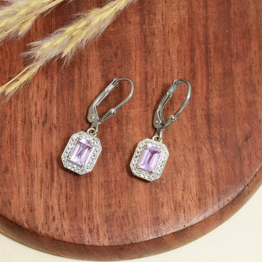 Silberohrringe mit brasilianischem Amethyst und weißem Topas