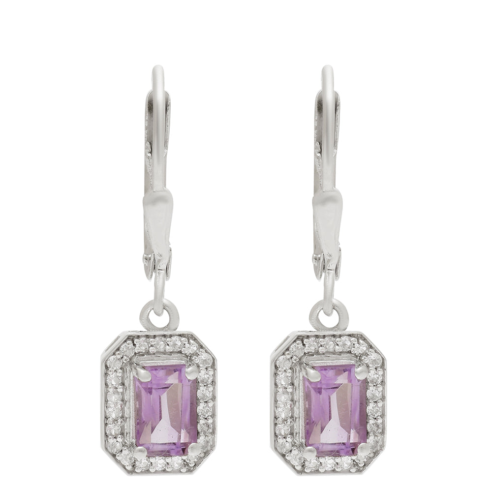 Silberohrringe mit brasilianischem Amethyst und weißem Topas