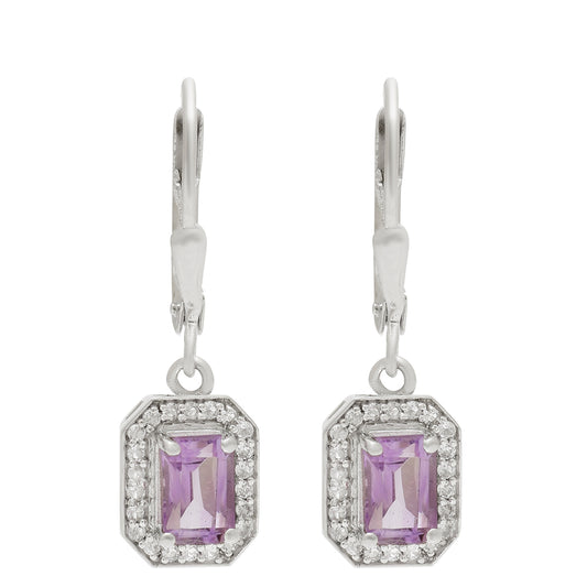 Silberohrringe mit brasilianischem Amethyst und weißem Topas