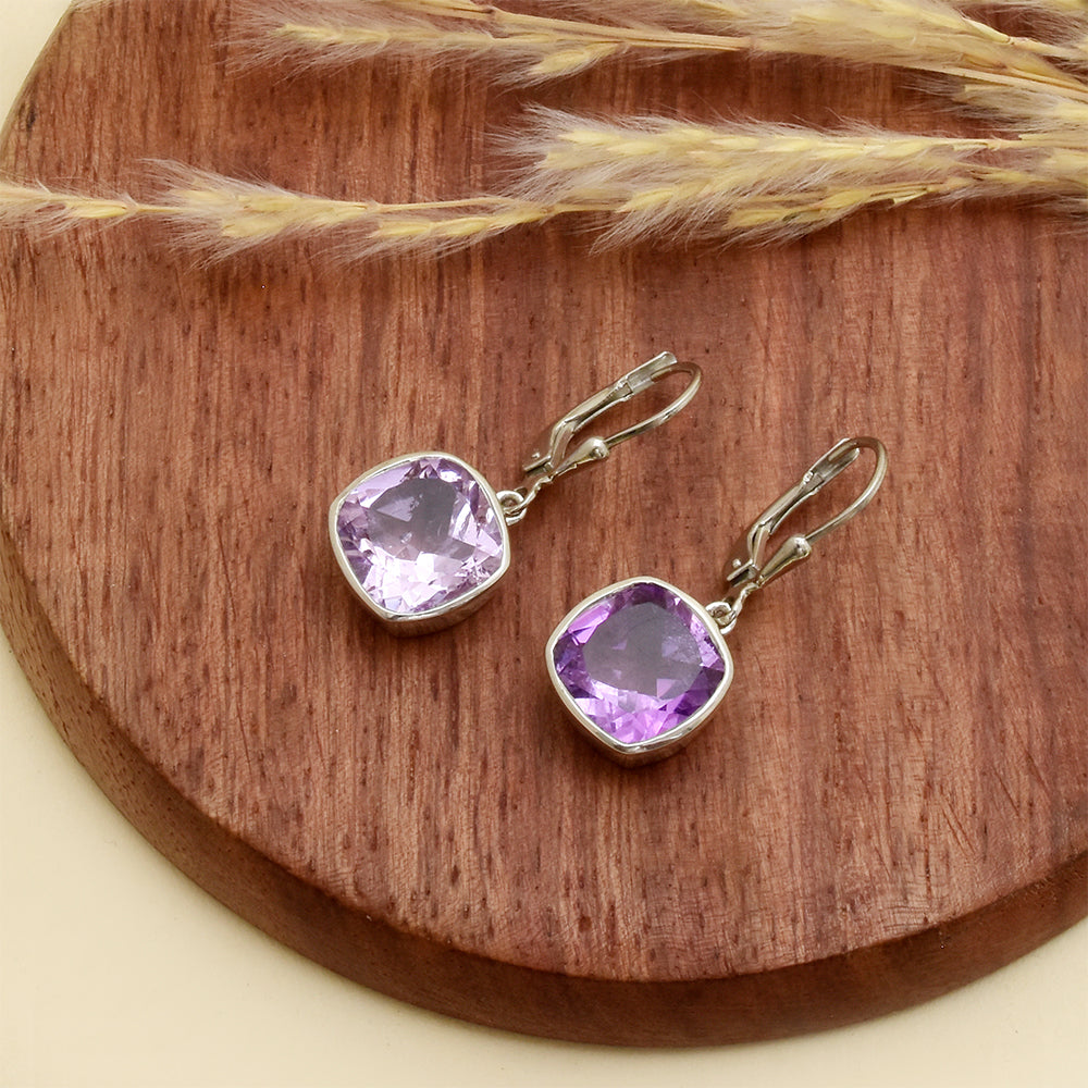 Silberohrringe mit brasilianischem Amethyst