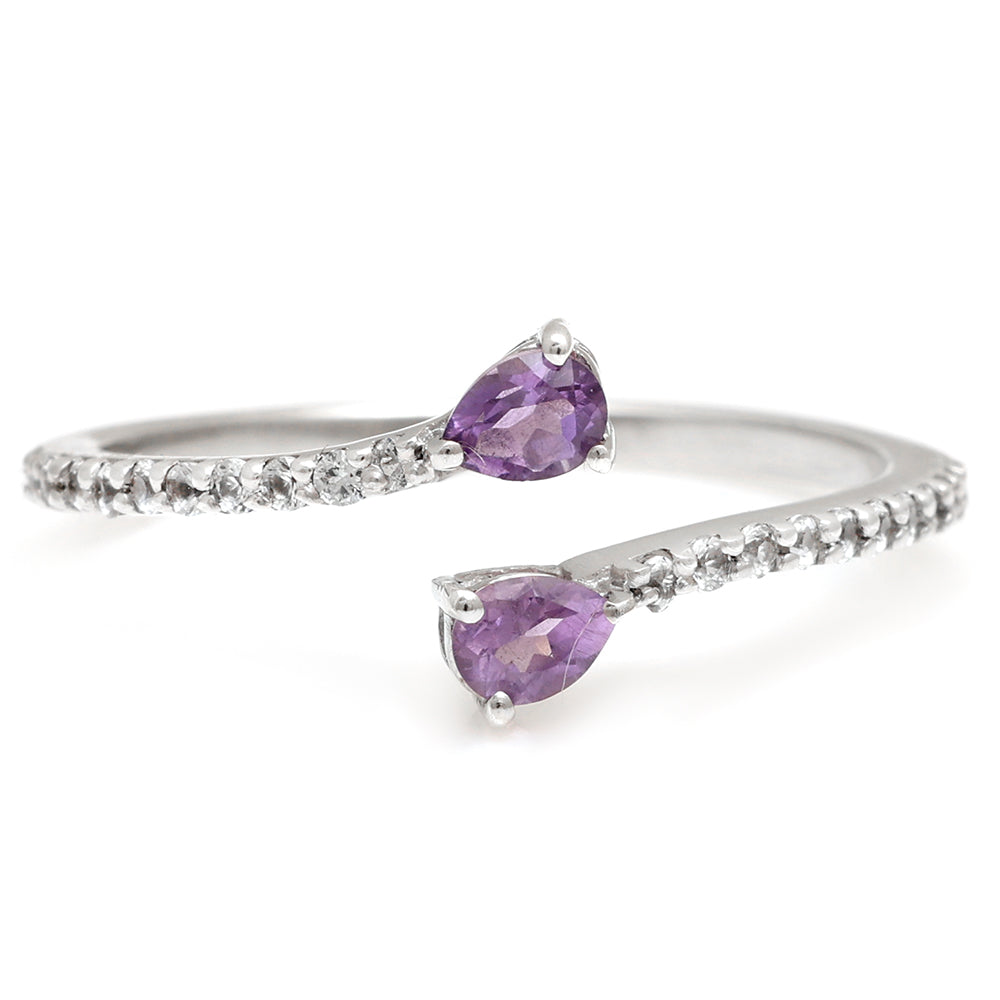 Silberring mit brasilianischem Amethyst und weißem Topas