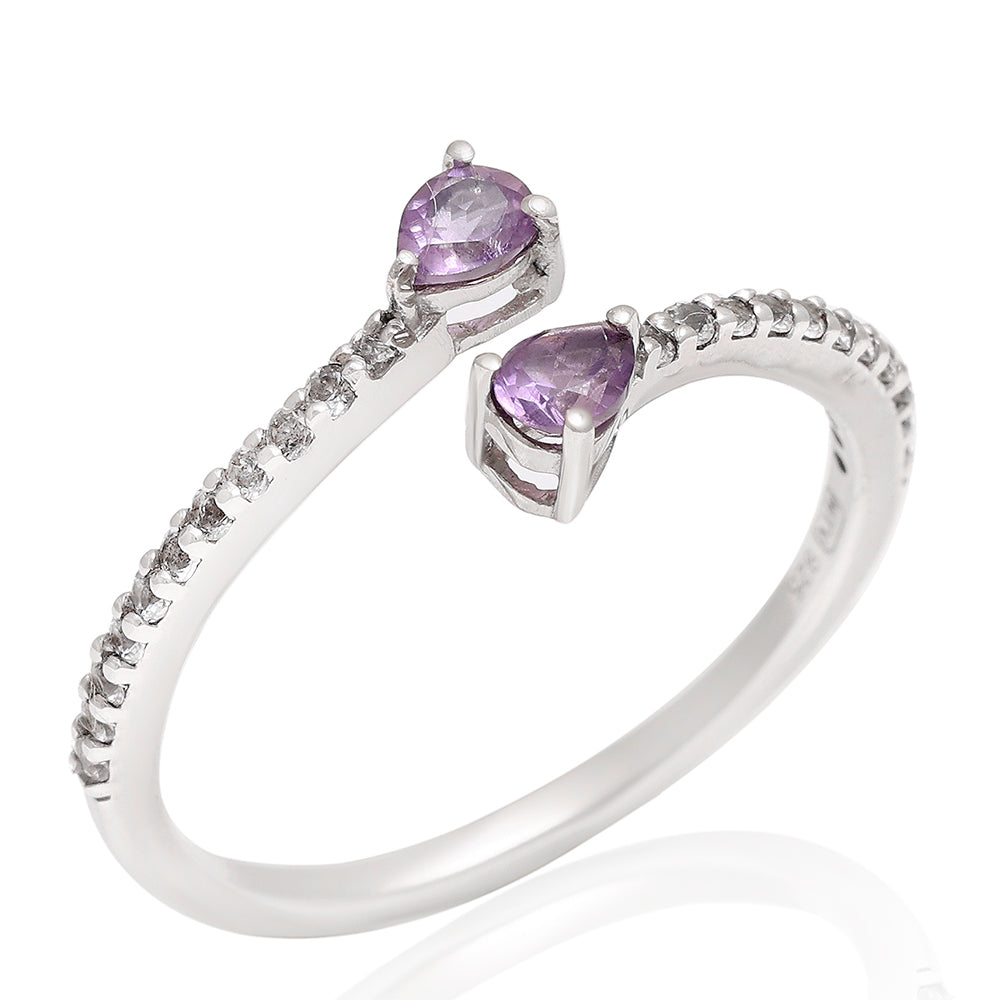 Silberring mit brasilianischem Amethyst und weißem Topas 6 