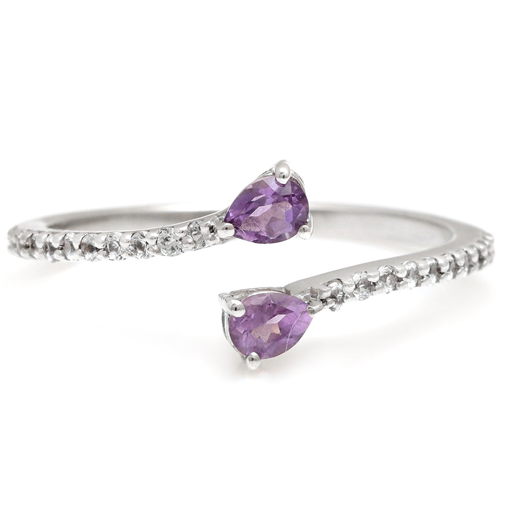 Silberring mit brasilianischem Amethyst und weißem Topas