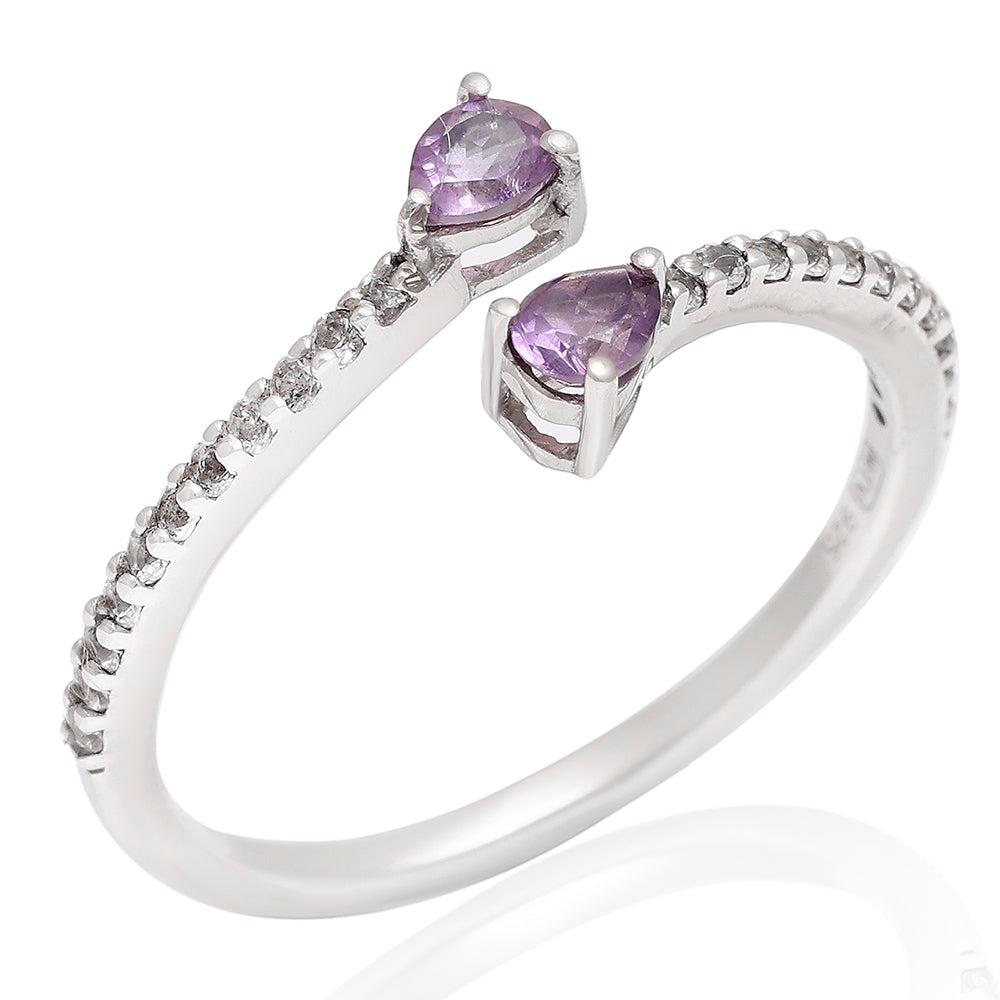 Silberring mit brasilianischem Amethyst und weißem Topas 3 