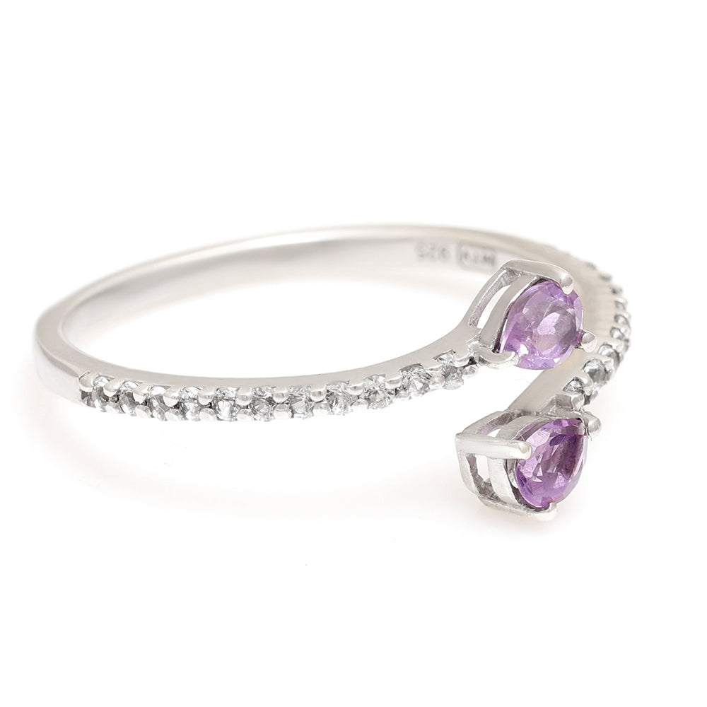 Silberring mit brasilianischem Amethyst und weißem Topas