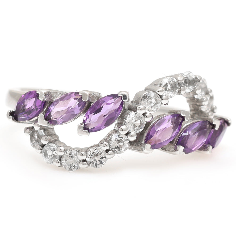 Silberring mit brasilianischem Amethyst und weißem Topas