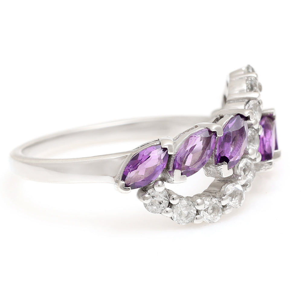 Silberring mit brasilianischem Amethyst und weißem Topas 8 