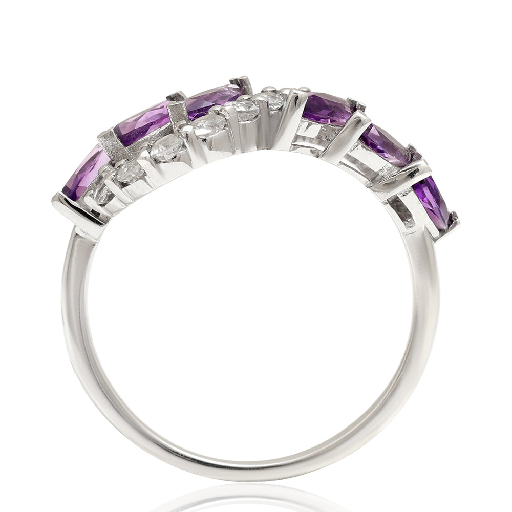 Silberring mit brasilianischem Amethyst und weißem Topas