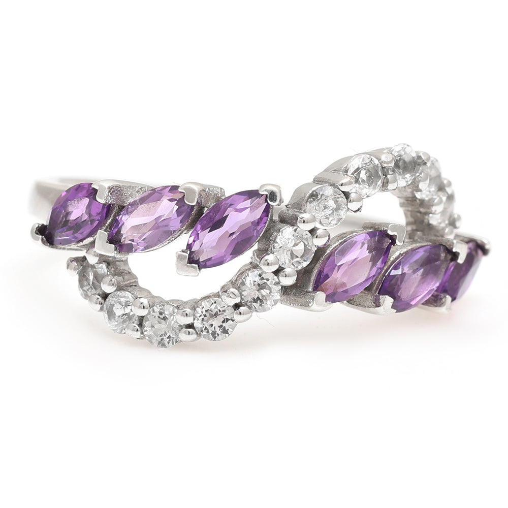 Silberring mit brasilianischem Amethyst und weißem Topas 1 