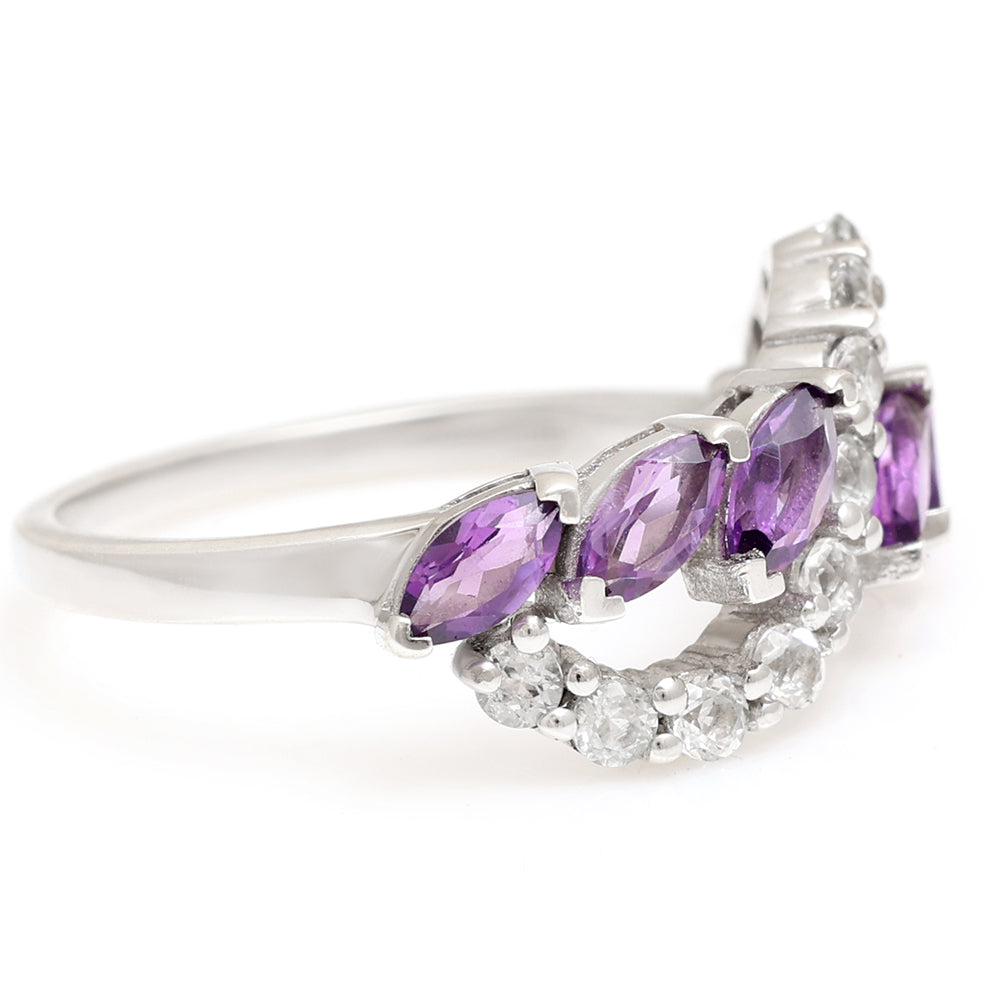 Silberring mit brasilianischem Amethyst und weißem Topas
