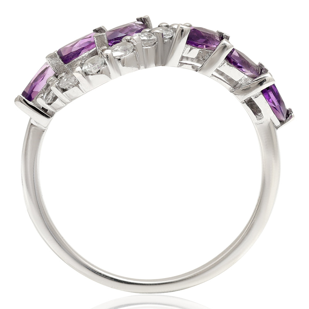 Silberring mit brasilianischem Amethyst und weißem Topas 5 