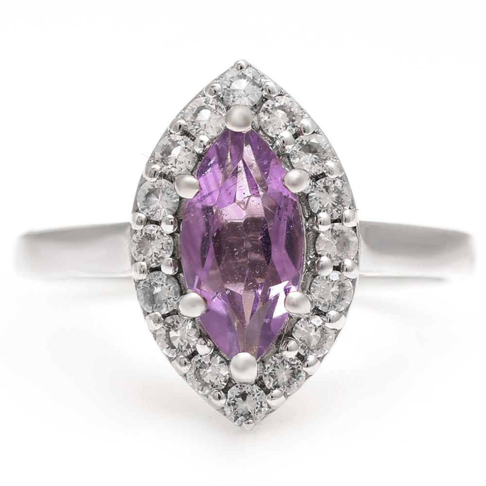 Silberring mit brasilianischem Amethyst und weißem Topas 6 