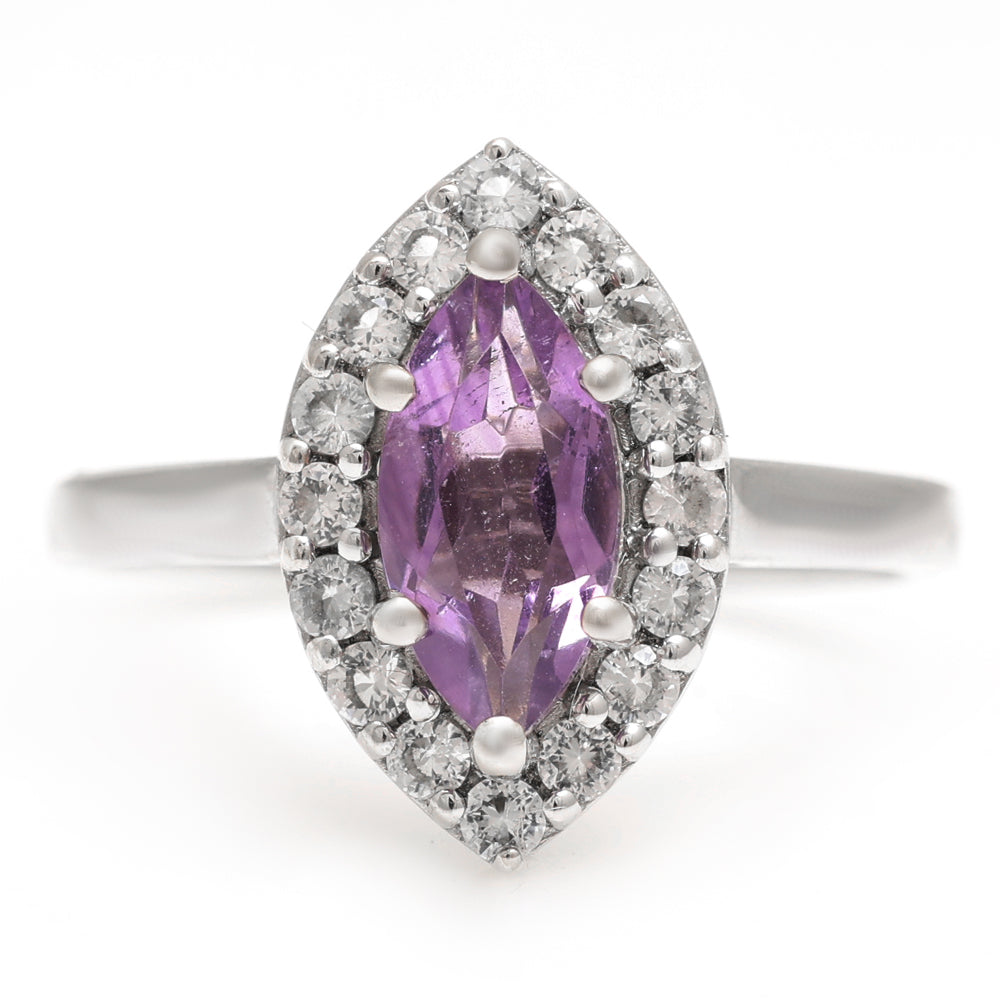 Silberring mit brasilianischem Amethyst und weißem Topas 1 