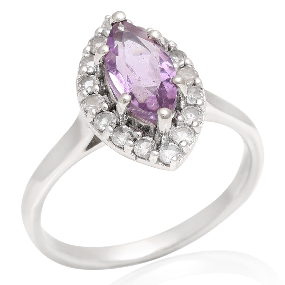 Silberring mit brasilianischem Amethyst und weißem Topas 3 