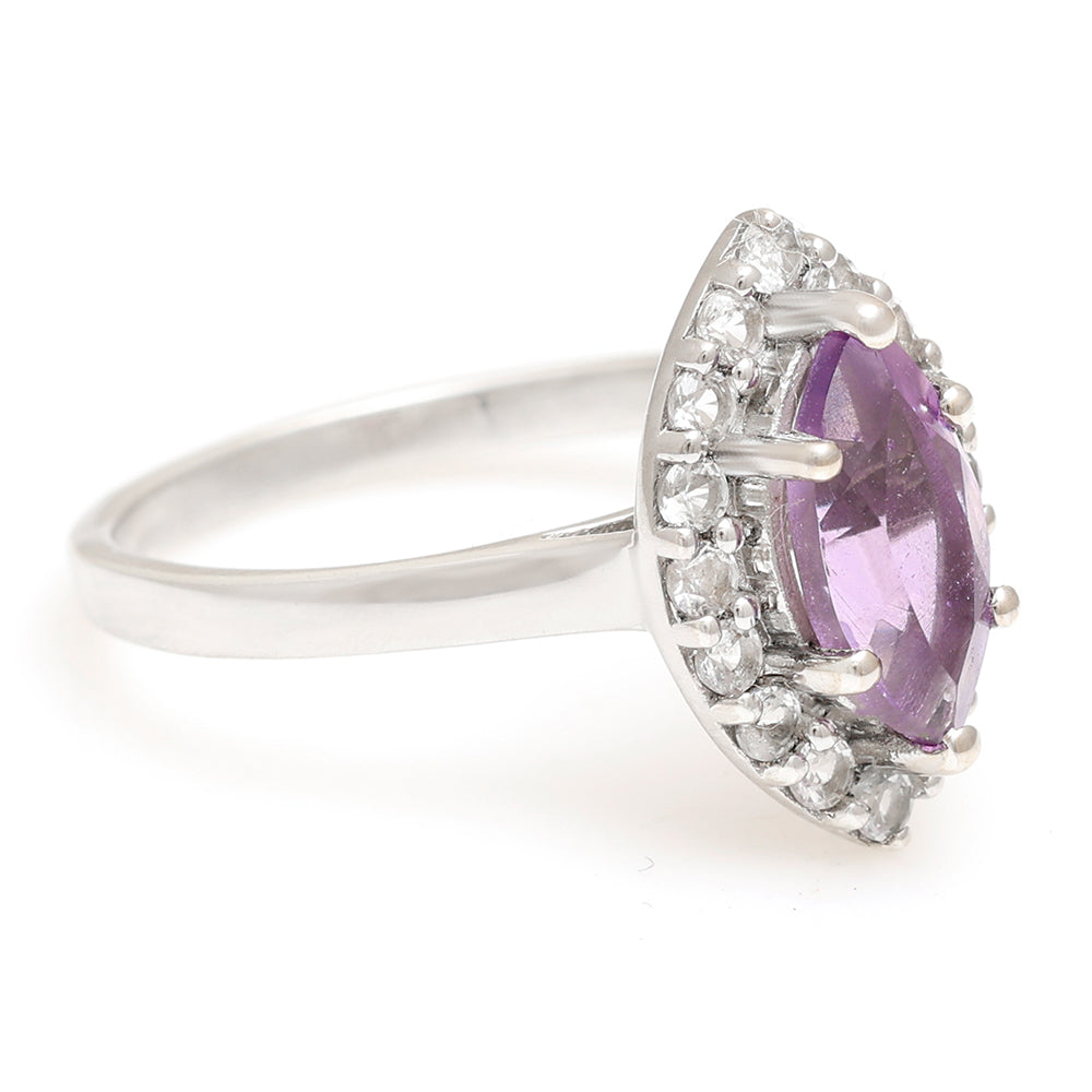Silberring mit brasilianischem Amethyst und weißem Topas