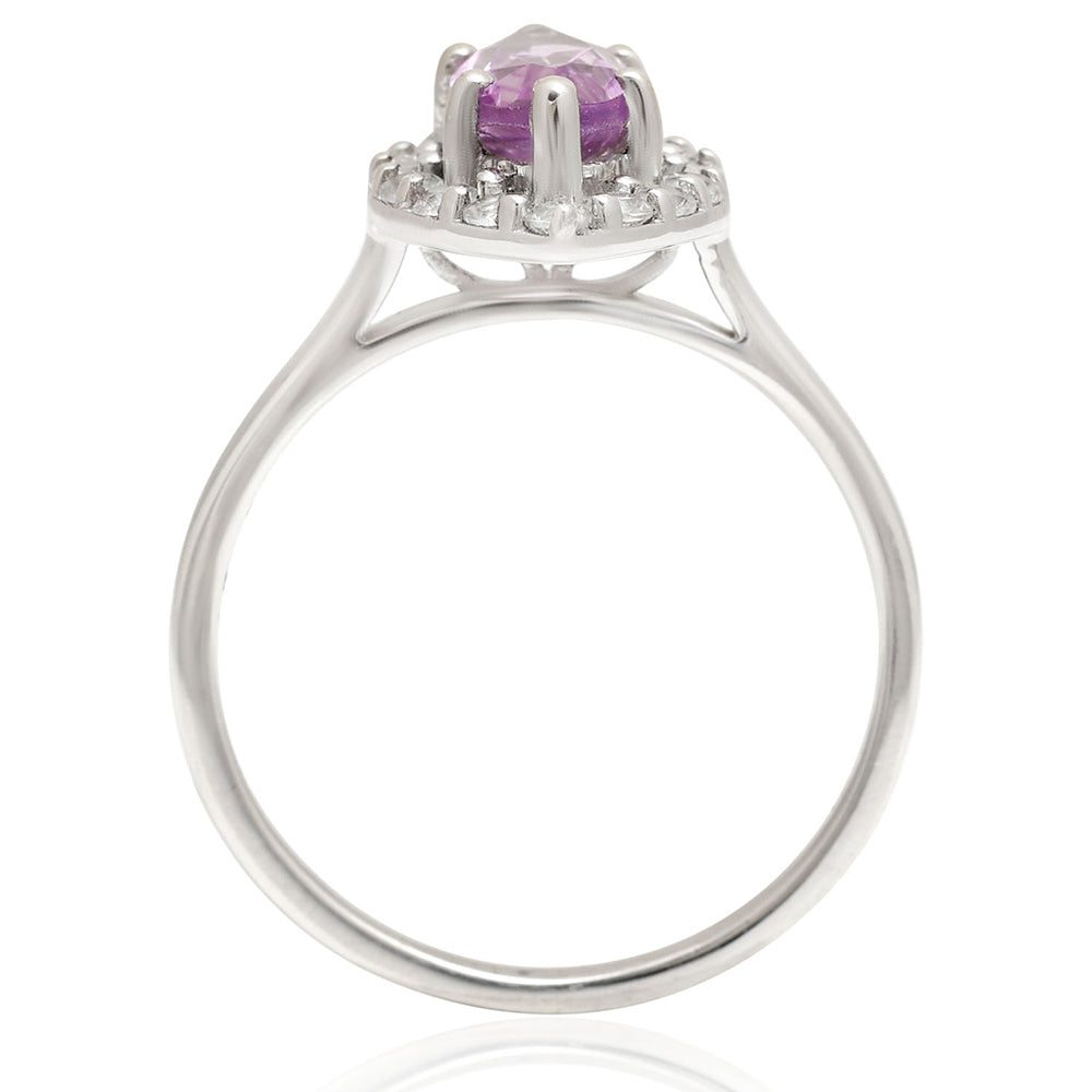 Silberring mit brasilianischem Amethyst und weißem Topas 5 