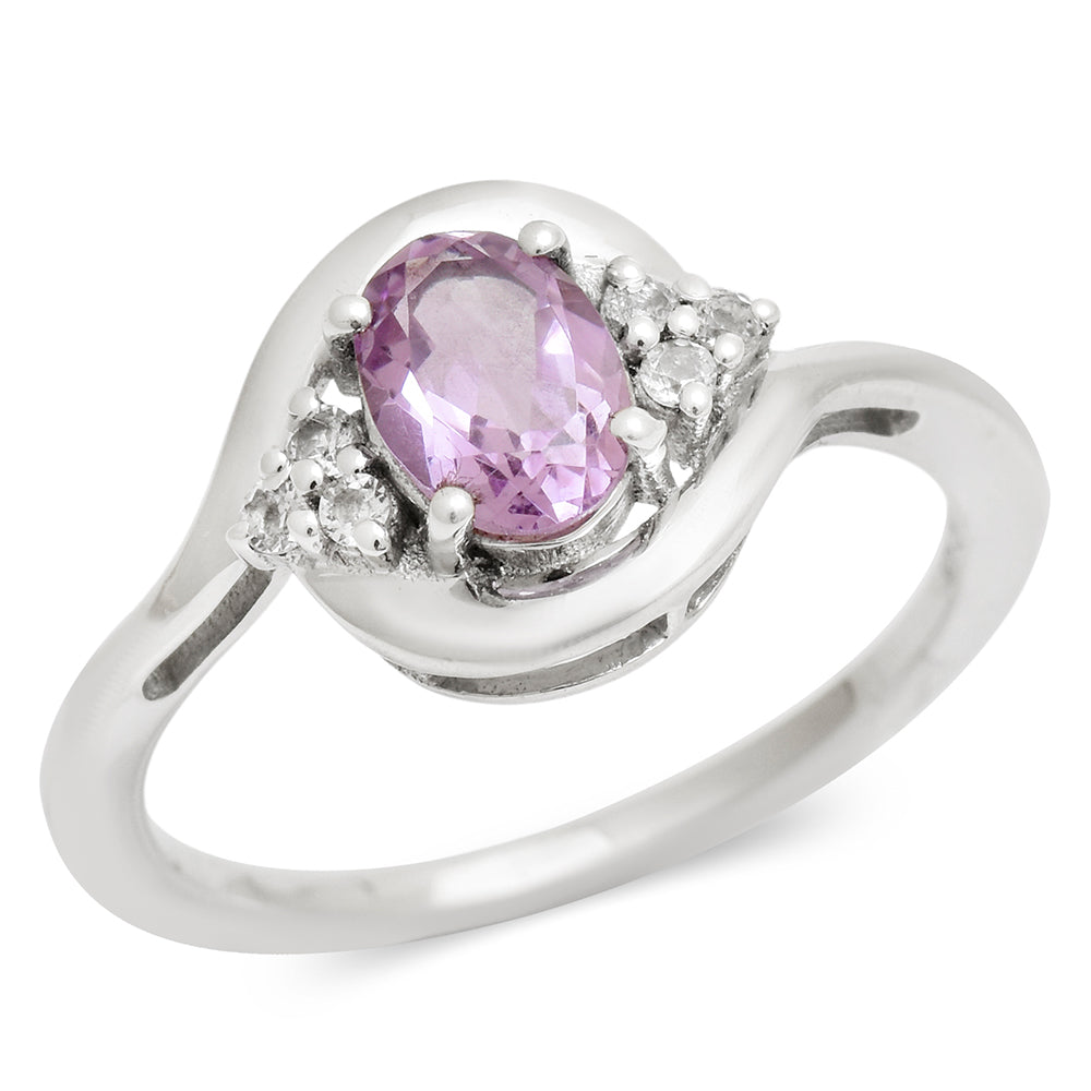 Silberring mit brasilianischem Amethyst und weißem Topas 2 