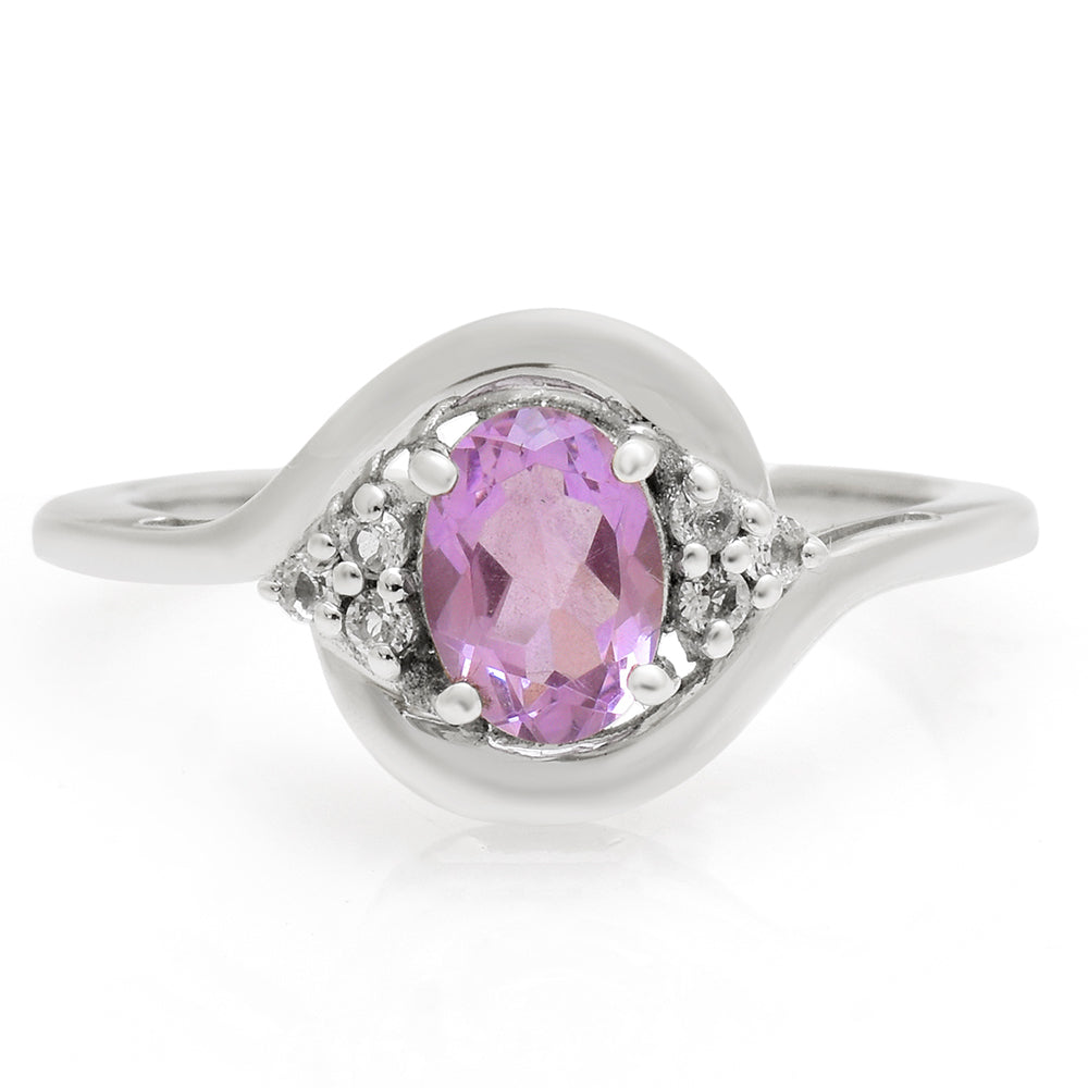 Silberring mit brasilianischem Amethyst und weißem Topas