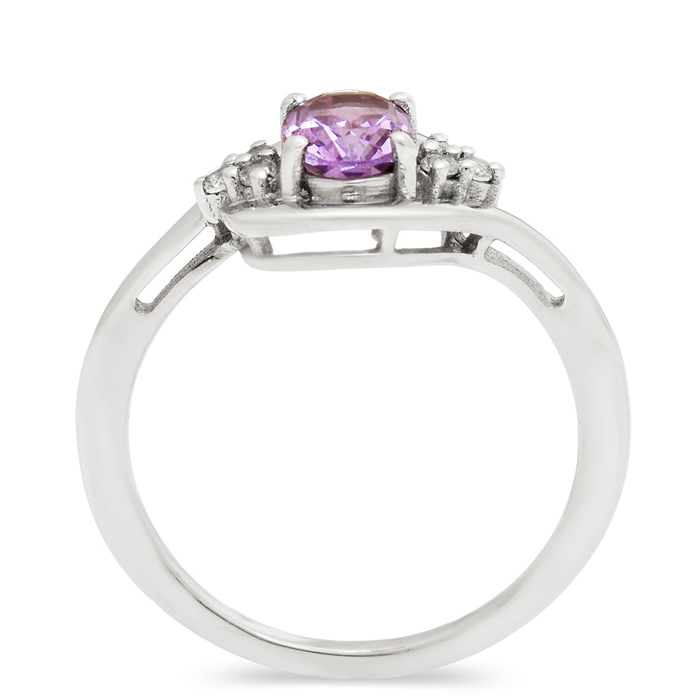 Silberring mit brasilianischem Amethyst und weißem Topas 4 