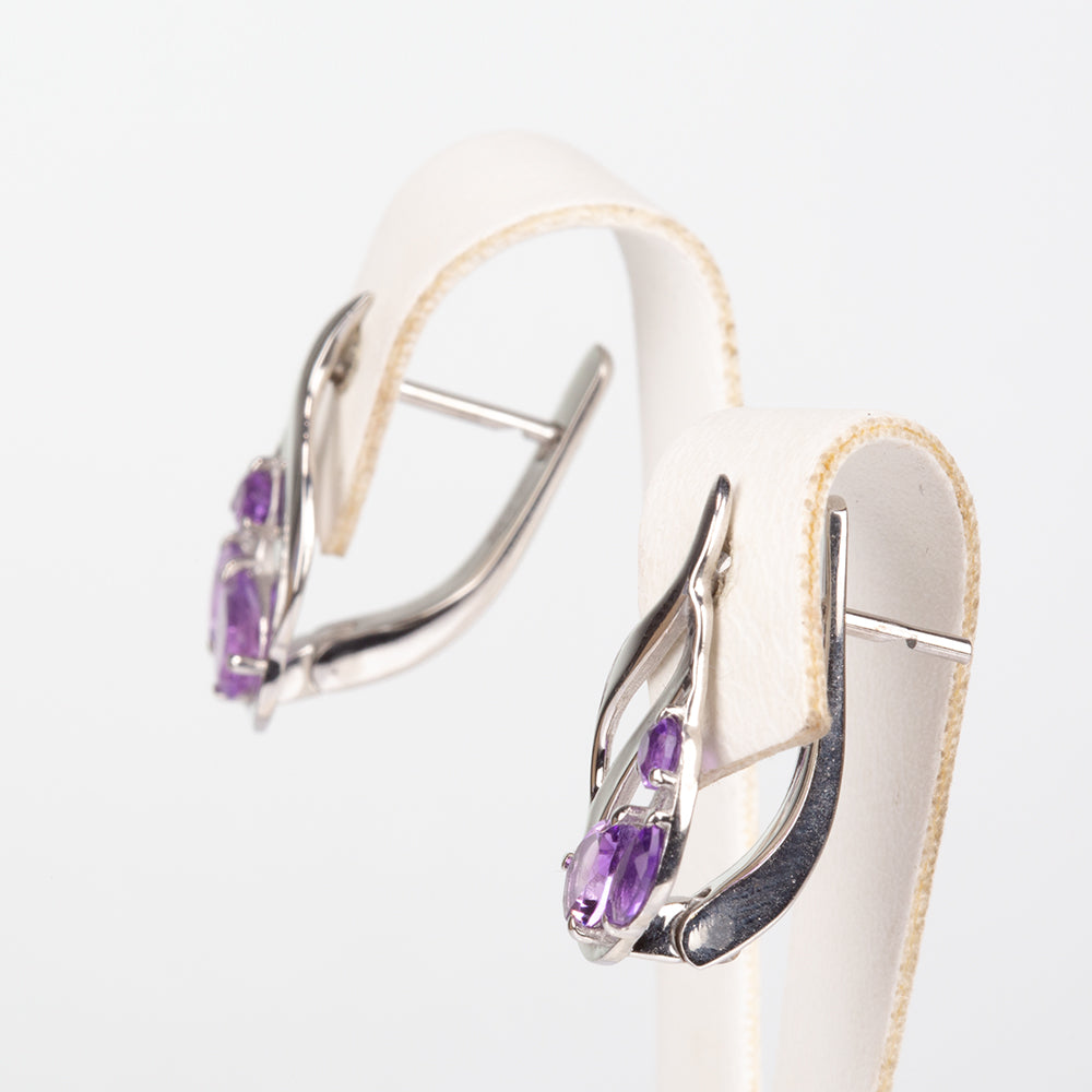 Silberohrringe mit brasilianischem Amethyst