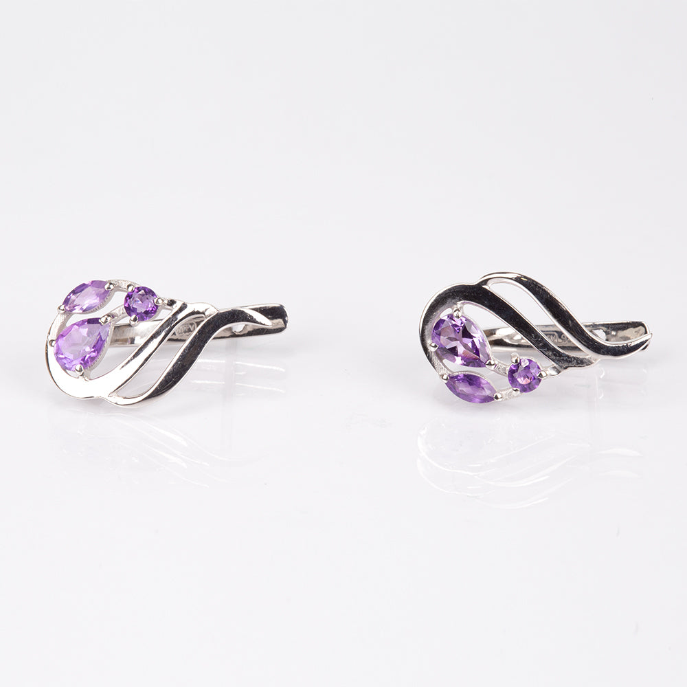 Silberohrringe mit brasilianischem Amethyst