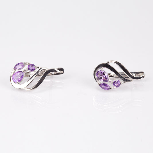 Silberohrringe mit brasilianischem Amethyst